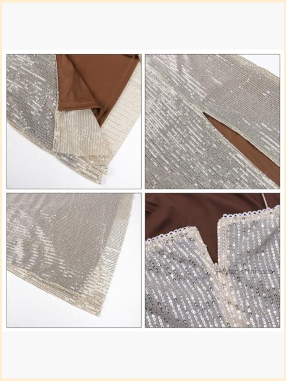 Sequin Midi Bodycon Dress Back Slit Spaghetti Strap Party Dress - Picture 6 of 6